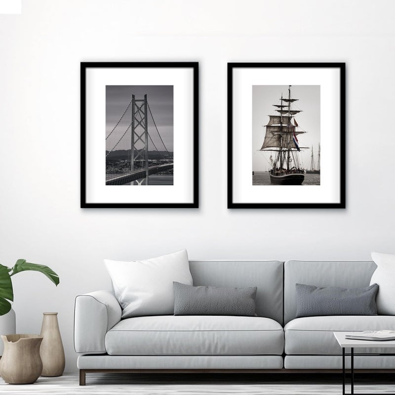 Wiscet 16x20 Picture Frame Set of 3, Display Pictures 11x14 with Mat or 16 x 20 Poster Frame Without Mat, Wall Gallery Photo Frames, Black - Image 2