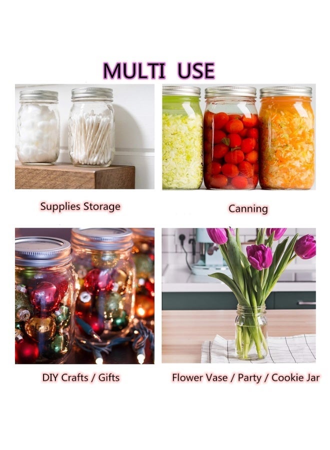 بيوينتي بريميفي برطمانات ماسون زجاجية سعة 32 اونصة مع اغطية محكمة الغلق - برطمانات تعليب كبيرة بفتحة واسعة لتخزين الطعام والتخليل والتخمير والحفظ - حاويات زجاجية شفافة لتنظيم المطبخ - 4 قطع - Image 4