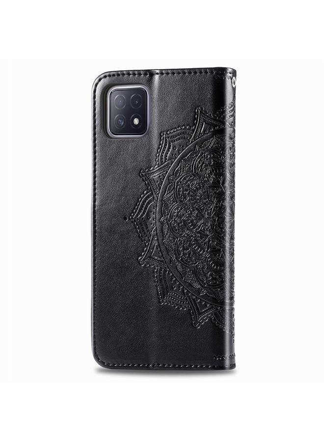 S-TOP Case For OPPO A72 5G Embossed Mandala Pattern TPU + PU Horizontal Flip Leather Case with Holder & Three Card Slots & Wallet - Image 3
