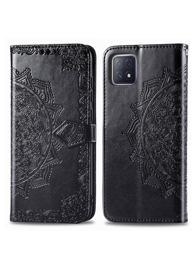 S-TOP Case For OPPO A72 5G Embossed Mandala Pattern TPU + PU Horizontal Flip Leather Case with Holder & Three Card Slots & Wallet - Image 1