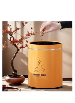 Generic Kitchen Garbage Bin, Bathroom Wastebasket, Plastic Large capacity Trash Can, Living Room Kitchen Bathroom Round Waste Bin, Air Pressure Adsorption (Orange, 16L)  - Image 1