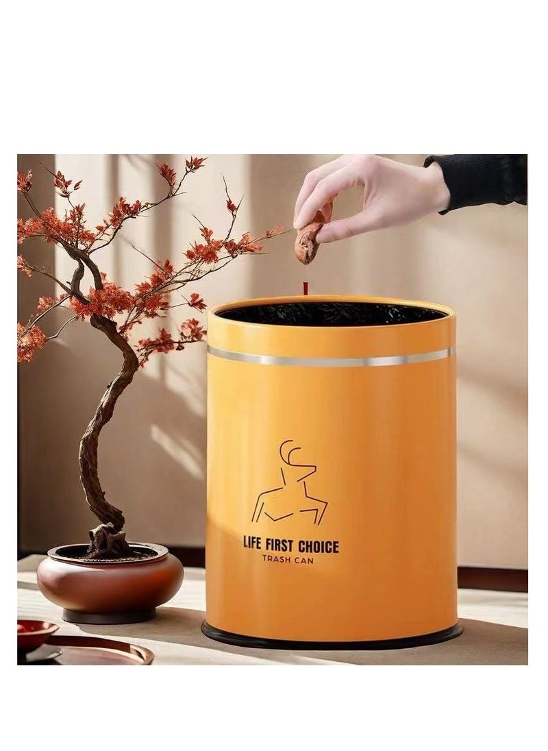 Generic Kitchen Garbage Bin, Bathroom Wastebasket, Plastic Large capacity Trash Can, Living Room Kitchen Bathroom Round Waste Bin, Air Pressure Adsorption (Orange, 16L)  - Image 1