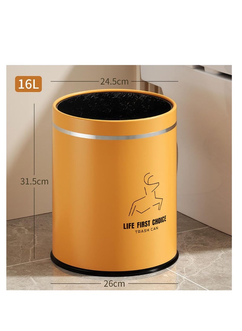 Generic Kitchen Garbage Bin, Bathroom Wastebasket, Plastic Large capacity Trash Can, Living Room Kitchen Bathroom Round Waste Bin, Air Pressure Adsorption (Orange, 16L)  - Image 2