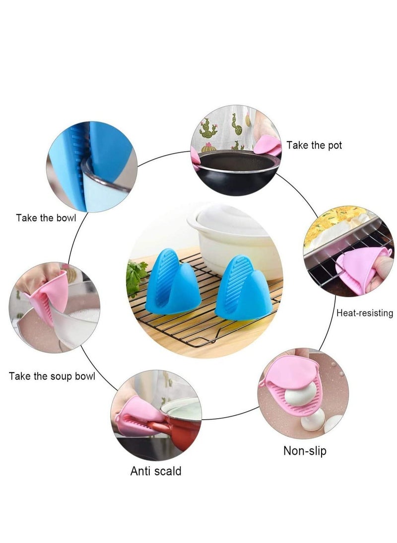 NIBEMINENT - Silicone Cooking Pinch Grips Oven Mitts Potholder, Heat Resistant Finger Protector for Kitchen Baking Microwave BBQ 2 Pairs - Image 1