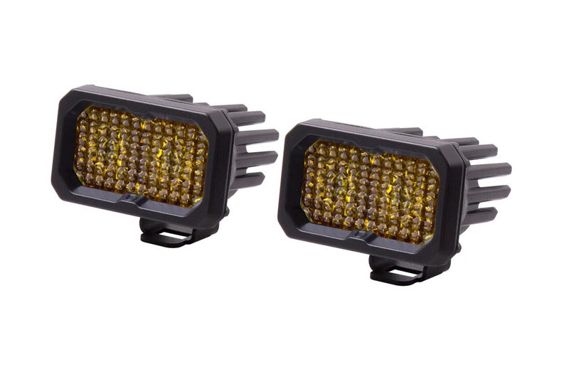 Diode Dynamics C2 10 SAE Yellow Sport Standard LED Pod pair Flood wAmber Backlight