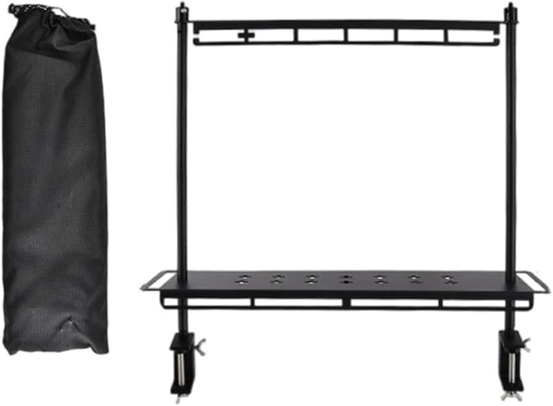 رفافة نار محمولة سوداء معلقة للتخييم الخارجي لطاولة الحطب في الشاطئ والفناء الخلفي - Image 1