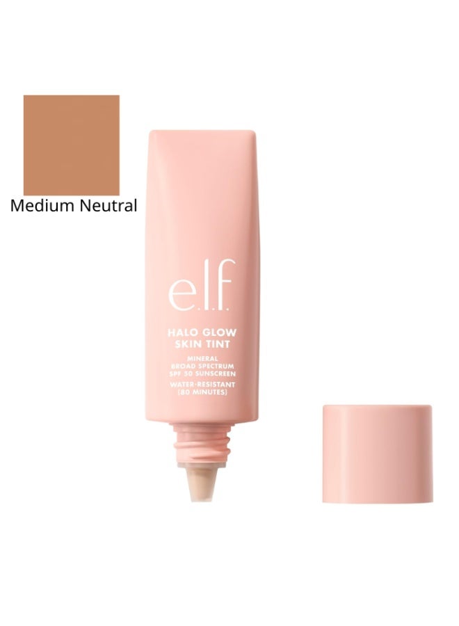 إلف هالو جلو سكين تينت بعامل حماية من الشمس 50، مرطب ملون للبشرة الفاتحة، يمنح توهجًا طبيعيًا، متوسط ​​محايد - Image 1