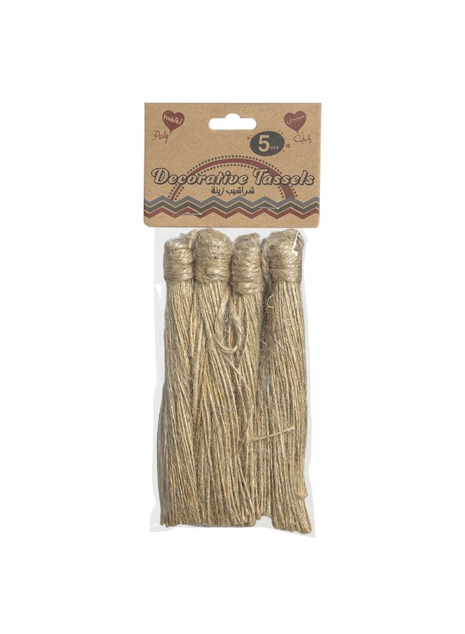 حبيبي بارتي مجموعة من 5 شرابات بألوان طبيعية، شرابات زخرفية يدوية الصنع بطول 9.5 سم مع حلقة تعليق، مثالية للفواصل المرجعية، وديكور المنزل، وقبعات التخرج، وصنع المجوهرات. - Image 2