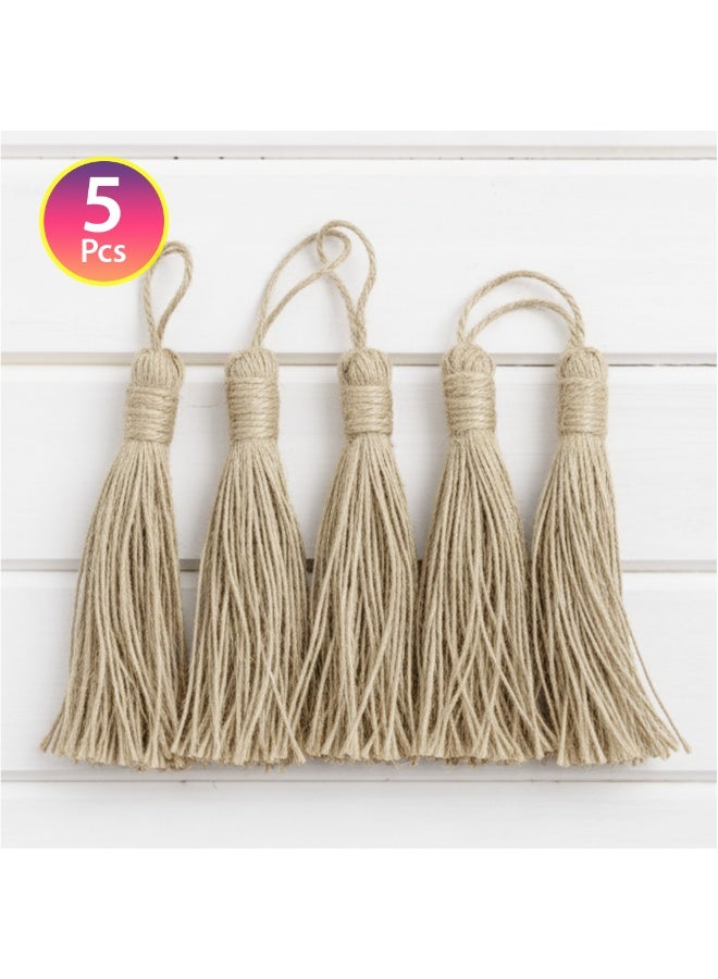 حبيبي بارتي مجموعة من 5 شرابات بألوان طبيعية، شرابات زخرفية يدوية الصنع بطول 9.5 سم مع حلقة تعليق، مثالية للفواصل المرجعية، وديكور المنزل، وقبعات التخرج، وصنع المجوهرات. - Image 1