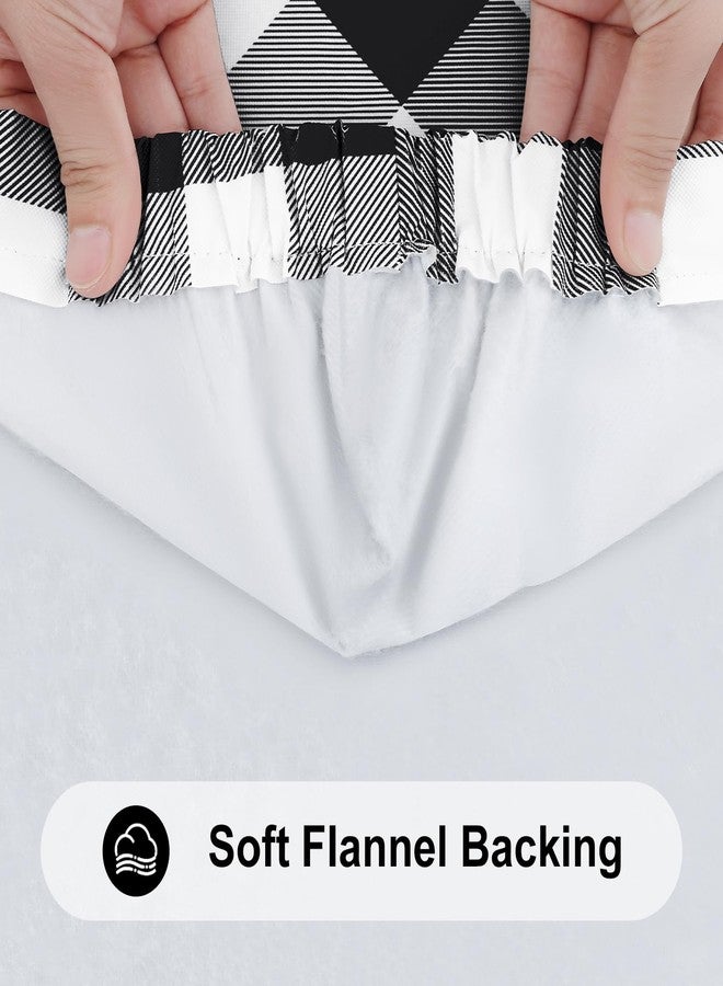 Smiry Rectangle Picnic Table Cloth, Elastic Waterproof Fitted Vinyl Tablecloths, Flannel Backed Buffalo Plaid Table Covers for Dining, Camping, Outdoor (Black and White, 30" x 48") - Image 5