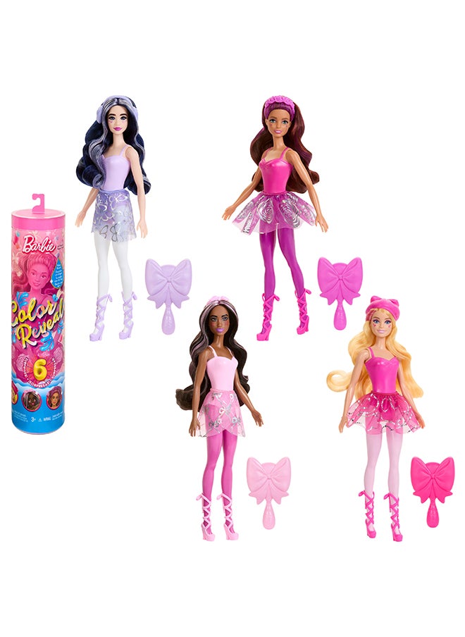 Barbie Color Reveal Doll & Accessories, Ballerina Series, 6 Unboxing Surprises Include Color Change, Inspired by Balletcore (Styles May Vary)  - Image 1