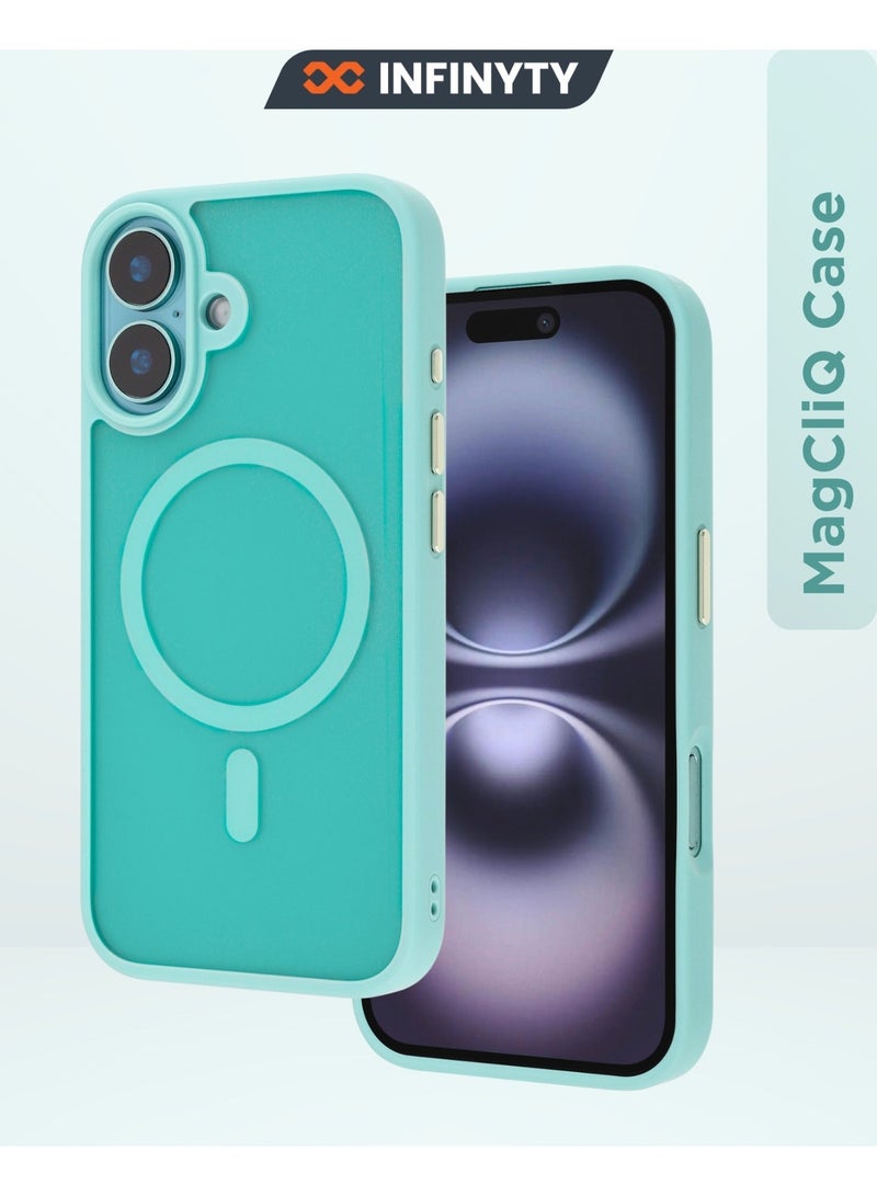 INFINYTY iPhone 16 Case– Gleam Series (Teal) Hybrid Matte Finish, Seamless Color Match, MagSafe Compatible, Mil. Grade Drop-Tested, Air Cushion Corners, Soft Touch, Scratch-Resistant - Image 1