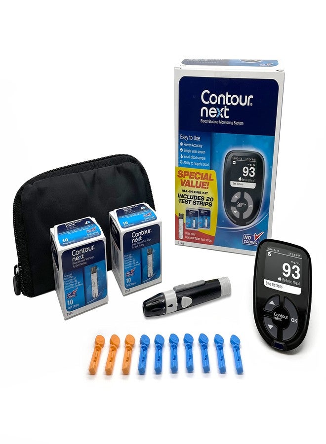Ascensia CONTOUR NEXT Blood Glucose Monitoring System - All-in-One Kit for Diabetes with Glucose Monitor and 20 Test Strips For Blood Sugar & Glucose Testing - Image 1
