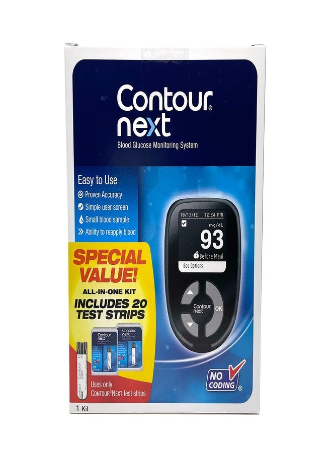 Ascensia CONTOUR NEXT Blood Glucose Monitoring System - All-in-One Kit for Diabetes with Glucose Monitor and 20 Test Strips For Blood Sugar & Glucose Testing - Image 2