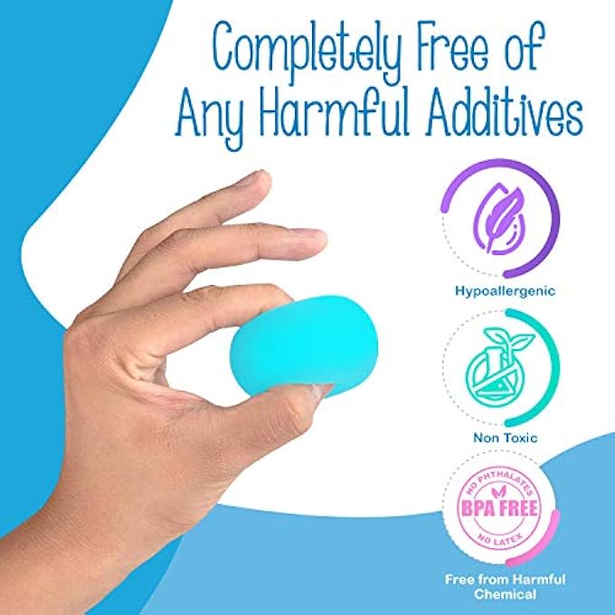 IMPRESA 6-Pack of Stress Relief Balls - Tear-Resistant Stress Ball, Non-Toxic, BPA/Phthalate/Latex-Free (Colors as Shown) - Image 5