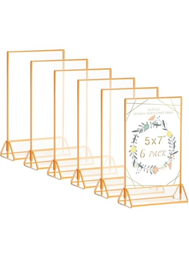 Generic Acrylic Gold Sign Holder, 5x7 Wedding Table Numbers Picture Frames, Double Sided Menu Holders Picture Frames for Restaurants, Home, Photo Frames, Store  - Image 1