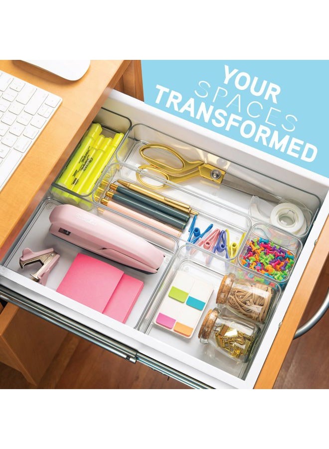 PrimeBox Plastic Clear Drawer Organizers. Two Pieces. Bathroom. Kitchen, Bedroom, Utensils, Office Organizer Bins, Storage Trays. Heavy Duty, Stackable. 3" Lx3 Wx2 H - Image 4
