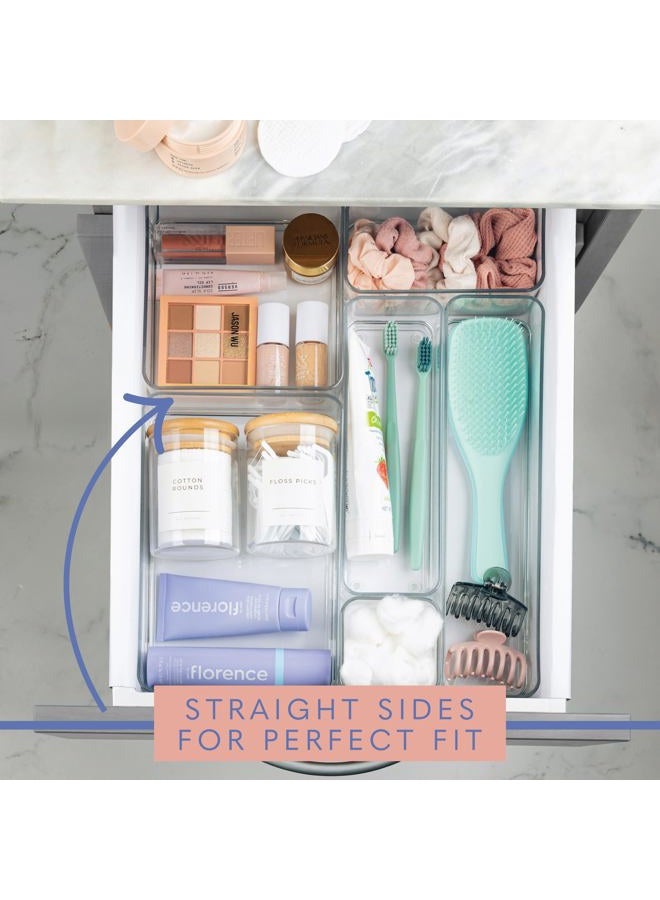 PrimeBox Plastic Clear Drawer Organizers. Two Pieces. Bathroom. Kitchen, Bedroom, Utensils, Office Organizer Bins, Storage Trays. Heavy Duty, Stackable. 3" Lx3 Wx2 H - Image 2