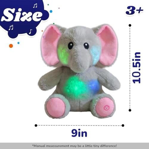 Cuteoy Glowing LED Lightup Elephant Nightlight Toys Musical Plush Stuffed Animal Singing Lullabies Birthday Christmas Plushies Gifts for Kids Boys Girls105 - Image 5