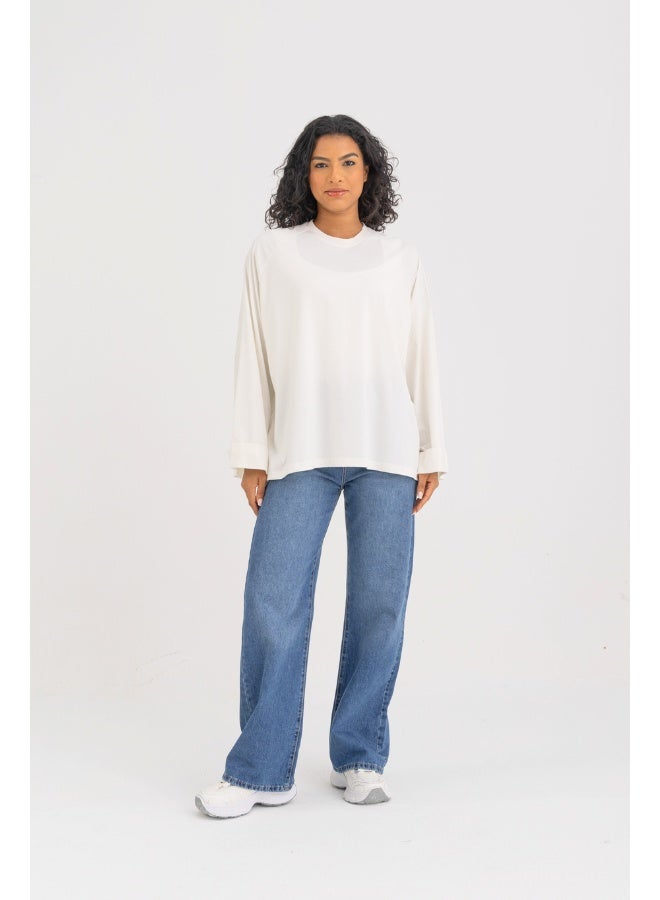 Dresscode Oversized White Long Sleeved Top - Image 2