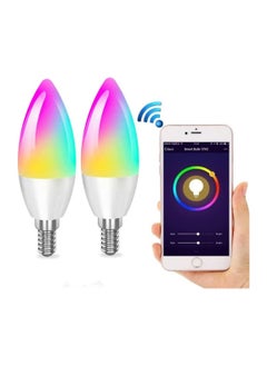 2PCS Smart Light Bulb, 5W E14 Colorful Smart Bulb, App/Voice/Remote Control LED Light Bulb, Compatible with Alexa Google Home for Voice Control