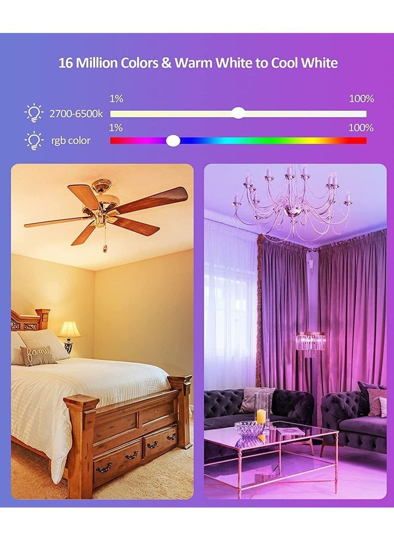 Generic - 2PCS Smart Light Bulb, 5W E14 Colorful Smart Bulb, App/Voice/Remote Control LED Light Bulb, Compatible with Alexa Google Home for Voice Control - Image 1