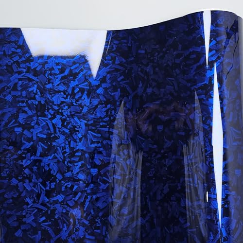 LZLRUN لفافة فينيل سوداء من ألياف الكربون المزورة LZLRUN مع ملصق لإطلاق الهواء (1 قدم × 3.5 قدم، أزرق) - Image 2