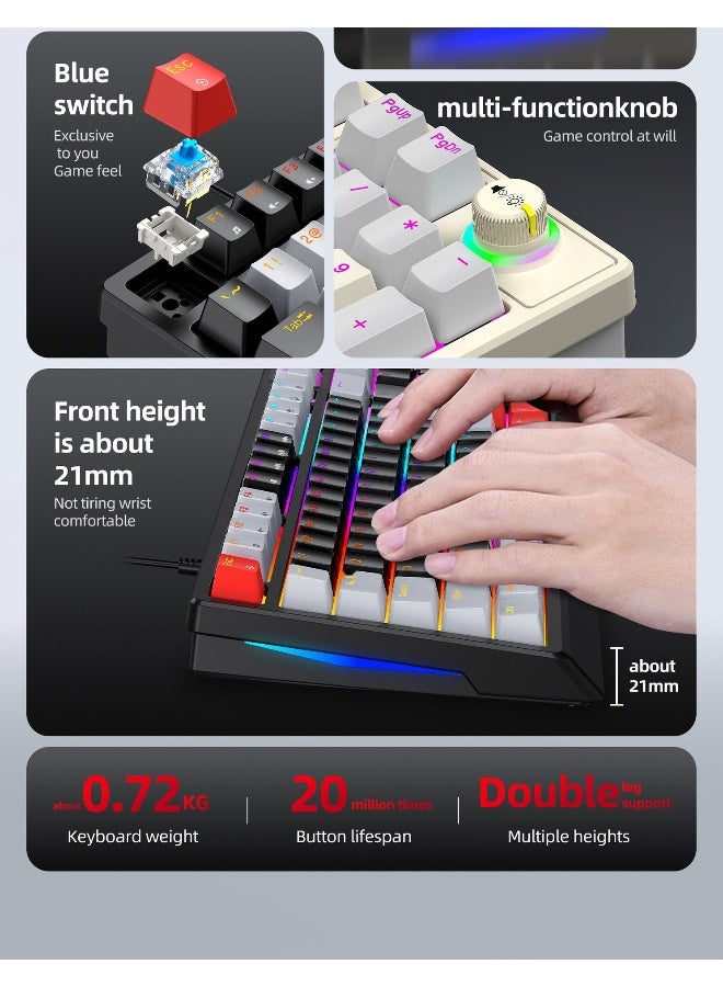 T-WOLF T50 Mechanical Gaming Keyboard - Customizable RGB Hot-Swappable Keycaps for Ultimate Gaming Experience - Image 4