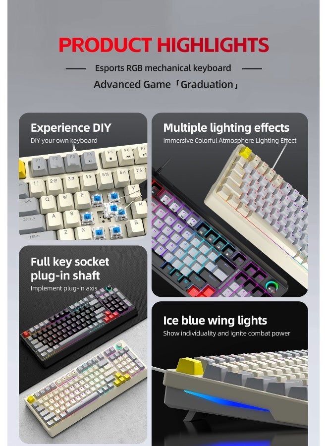 T-WOLF T50 Mechanical Gaming Keyboard - Customizable RGB Hot-Swappable Keycaps for Ultimate Gaming Experience - Image 3