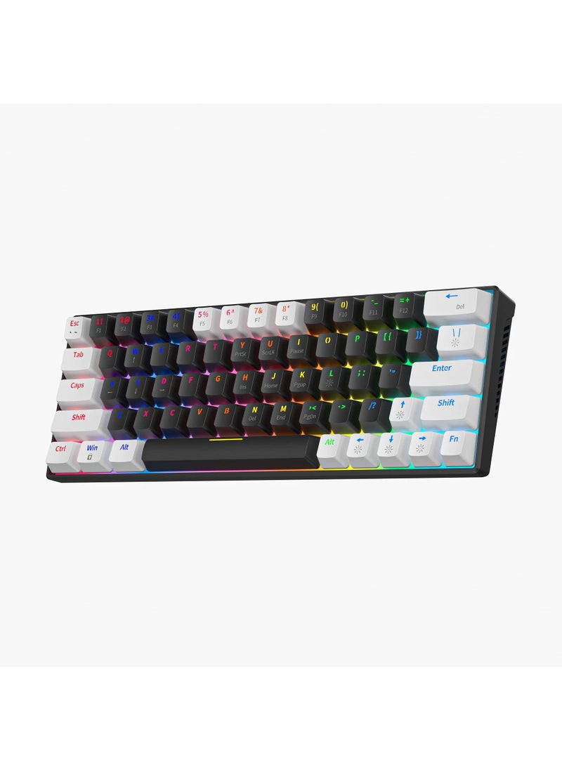 Rock Pow - 60% Wired Mechanical Gaming Keyboard RGB Backlit Ultra-Compact Mini Keyboard Waterproof Mini Compact 63 Keys Keyboard for PC/Mac Gamer Typist Travel Easy to Carry on Business Trip - Image 1
