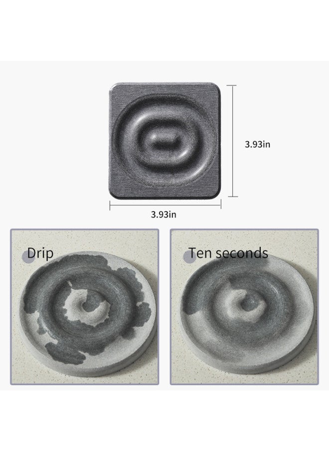 Cross-border New Coaster Instant Absorbent Drying Mat Diatomite Bathroom Wash Table Top Drain Mat Stone Sink Tray-Color:Round (medium Gray) 10*10cm
