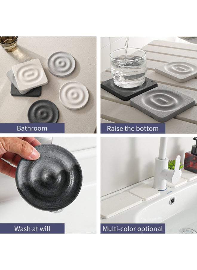 Cross-border New Coaster Instant Absorbent Drying Mat Diatomite Bathroom Wash Table Top Drain Mat Stone Sink Tray-Color:Round (medium Gray) 10*10cm