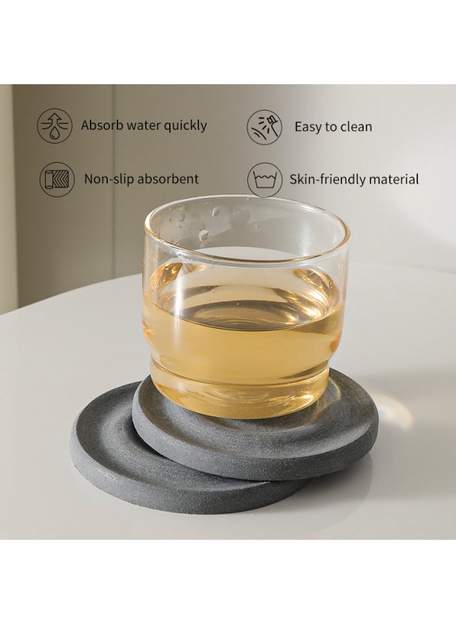 Cross-border New Coaster Instant Absorbent Drying Mat Diatomite Bathroom Wash Table Top Drain Mat Stone Sink Tray-Color:Round (medium Gray) 10*10cm
