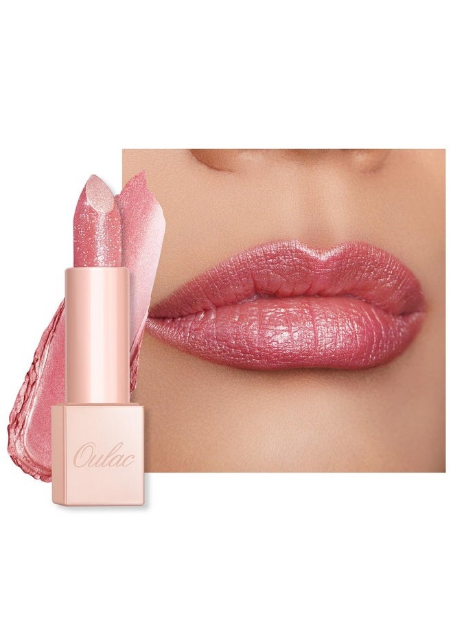 Oulac Oulac Moisturizing Pink Lipstick for Women - Tinted Lip Balm with Shimmmer, Lightweight Lip Makeup, Nourishing & Hydrating Formula, Vegan & Gluten Free, PG03 Pink Jewel  - Image 1