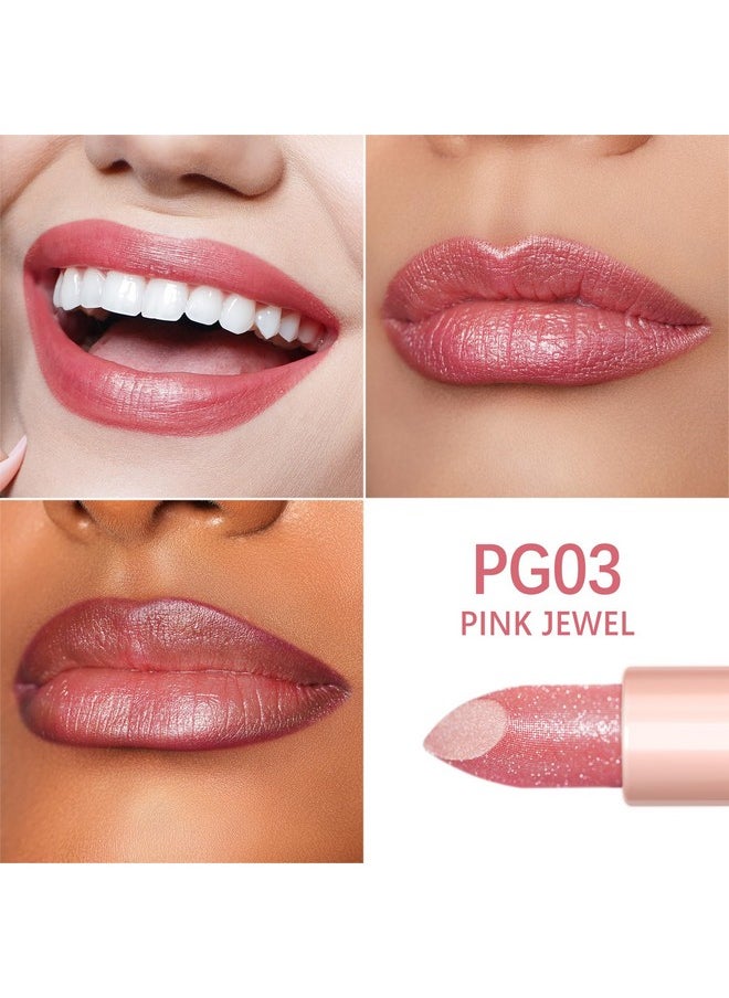 Oulac Oulac Moisturizing Pink Lipstick for Women - Tinted Lip Balm with Shimmmer, Lightweight Lip Makeup, Nourishing & Hydrating Formula, Vegan & Gluten Free, PG03 Pink Jewel  - Image 3