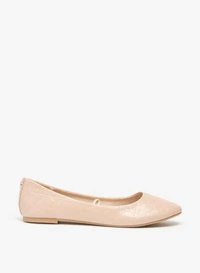 Flora Bella By Shoexpress Women's Textured Slip-On Round Toe Ballerina Shoes