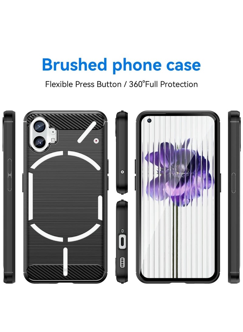Brushed Carbon Fiber Shockproof Case For Nothing Phone 1 - Black - Image 2