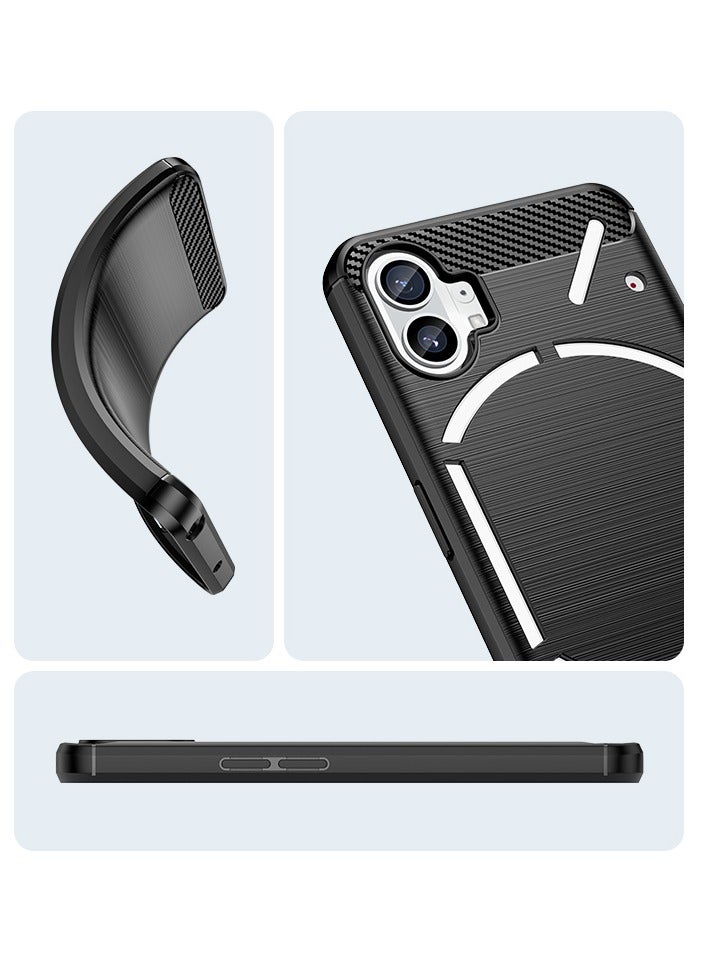 Brushed Carbon Fiber Shockproof Case For Nothing Phone 1 - Black - Image 4