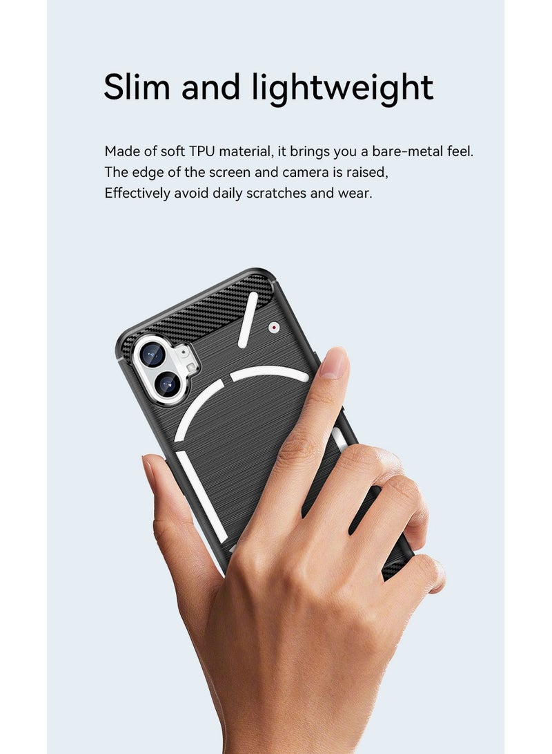 Brushed Carbon Fiber Shockproof Case For Nothing Phone 1 - Black - Image 5