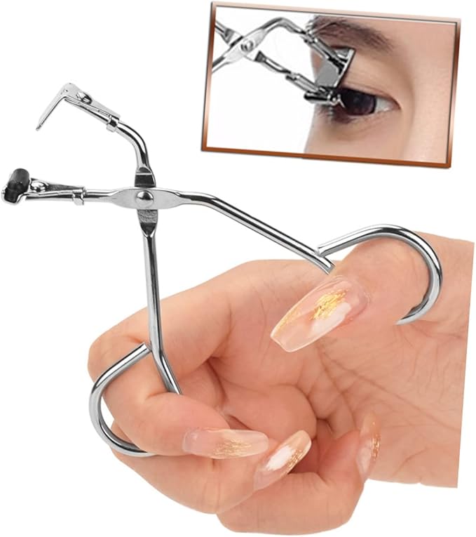 FRCOLOR Eyelash Curler Silicone Eyelash Curling Tool Stainless Steel Beauty Clip Silver