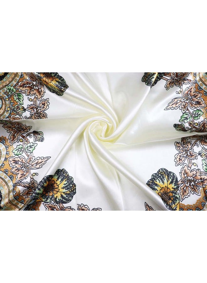 vabovin Women's 35" Satin Square Silk Like Hair Scarves and Wraps Headscarf for Sleeping, 006 Yellow Cashew Design, 35''x35'' - Image 4