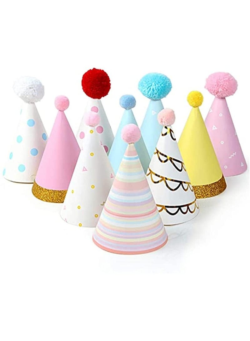 Peachjoy 10-Piece Birthday Party Paper Cone Hats, Colorful Party Hats, Adjustable Elastic Band, Perfect For Birthdays And Celebrations, Suitable For Children And Adults - Image 1