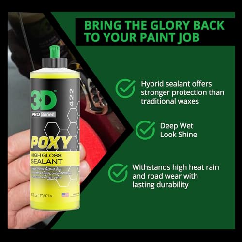 3D POXY Montan Wax Sealant – Long Lasting Hybrid Car Wax for High Gloss Finish & Paint Protection | Non-Staining Formula | Easy to Apply | Made in USA | 16 oz - Image 3