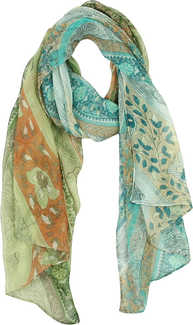 PANTONIGHT Long Chiffon Sheer Scarf Gradient Shaded Colors Lightweight Scarf For Womens - Image 1