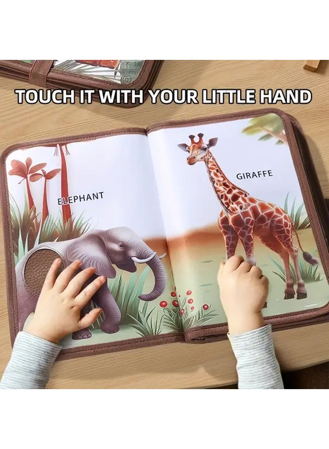 كتاب اللمس الحيواني، ألعاب تنمية الحواس للرضع، كتاب قماشي كهدية للطفل - Image 5