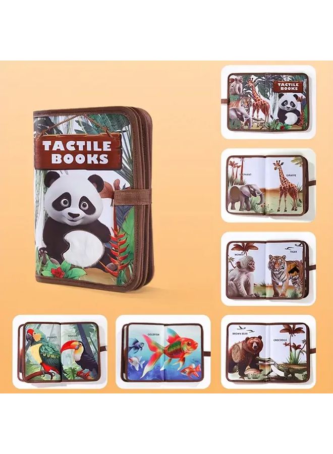 كتاب اللمس الحيواني، ألعاب تنمية الحواس للرضع، كتاب قماشي كهدية للطفل - Image 1