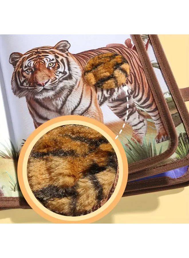 كتاب اللمس الحيواني، ألعاب تنمية الحواس للرضع، كتاب قماشي كهدية للطفل - Image 4