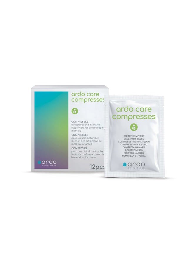 Ardo Care Compresses (12pcs), Vegan, with Hyaluronic Acid, Soothing Breast Gel Pads for Natural, Intensive Care of Sore, Painful Breastfeeding Nipples, Made in Europe, Individually Wrapped & Hygienic - Image 1