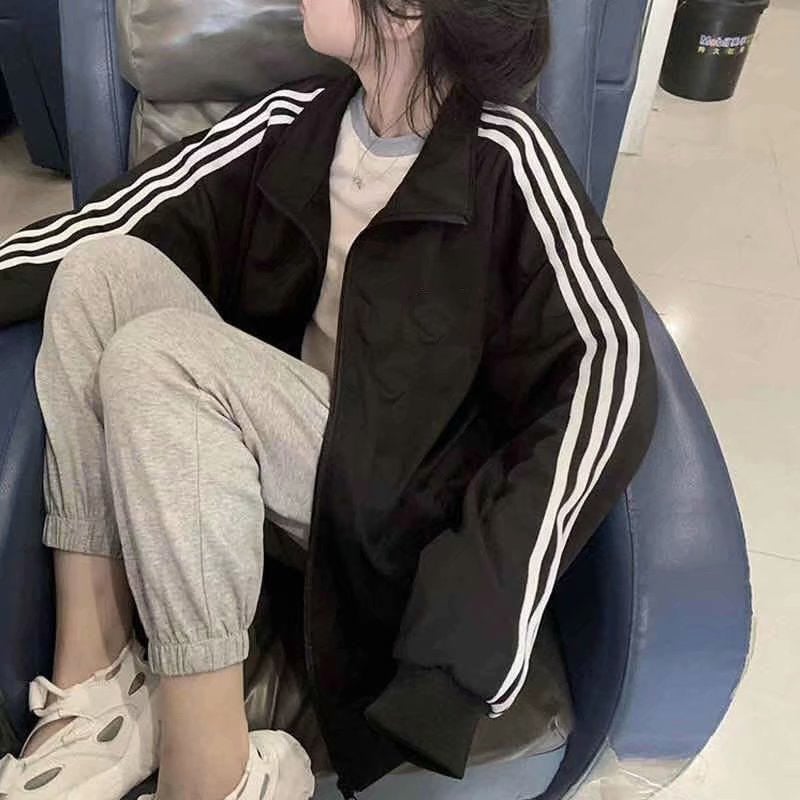 2020 Spring Summer Womens Slim Jacket Korean Style Black Baseball Uniform White  - Image 5
