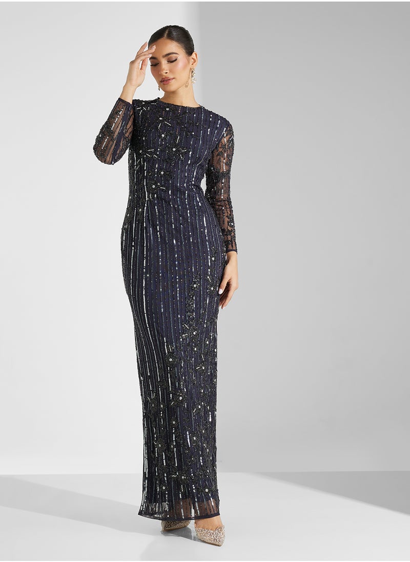 Amelia Rose Crew Neck Sequin Maxi Dress  - Image 4